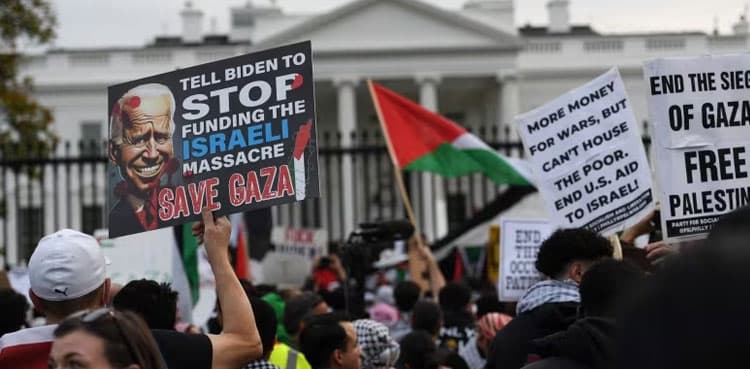 Thousands rally across US cities demanding end of support to Israel