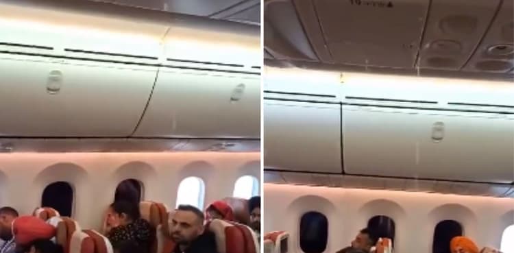 Watch: Water leaks through overhead bins on foreign airline flight 