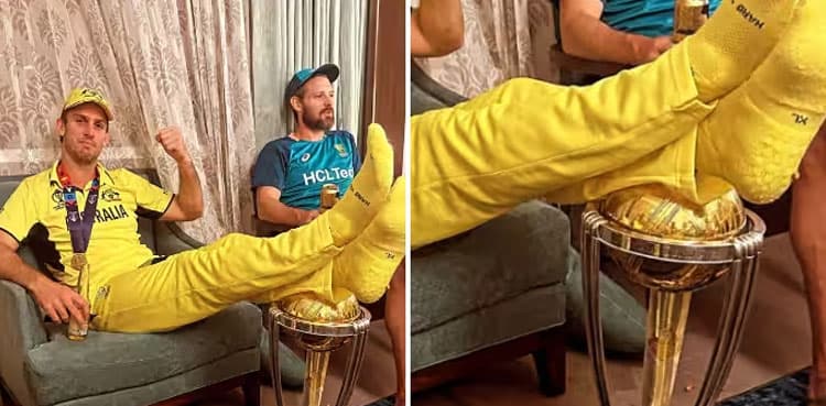 Mitchell Marsh defends controversial World Cup trophy act