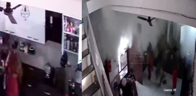 CCTV: Pressure cooker explosion destroys kitchen, family remains unhurt