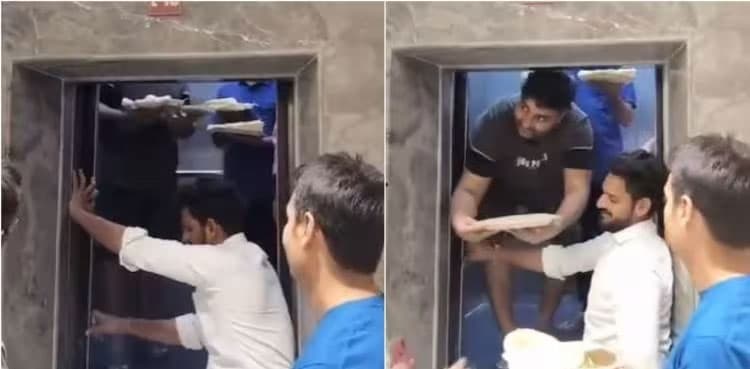 WATCH: Family trapped in lift with plates of ‘chole bhature’