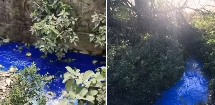 Watch: Netizens baffled after river suddenly turns blue