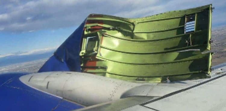 Video: Boeing plane engine cover falls, strikes wing flap