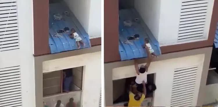 Caught-On-Cam: Seven-month-old baby survives fall from fourth floor