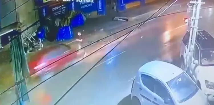 Caught on Cam: Man sent flying by overspeeding car