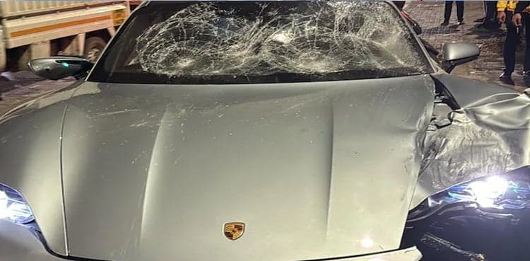 Two killed after teenage driver crashes speeding Porsche into bike