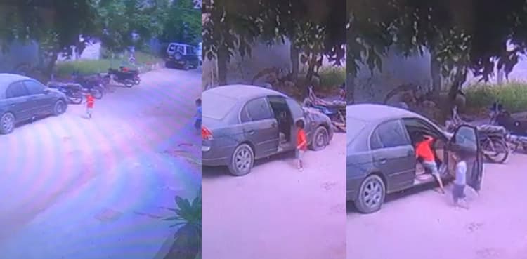 CCTV footage shows young boys entering car before suffocation incident