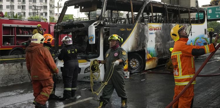 School bus catches fire in Bangkok, 23 passengers feared dead