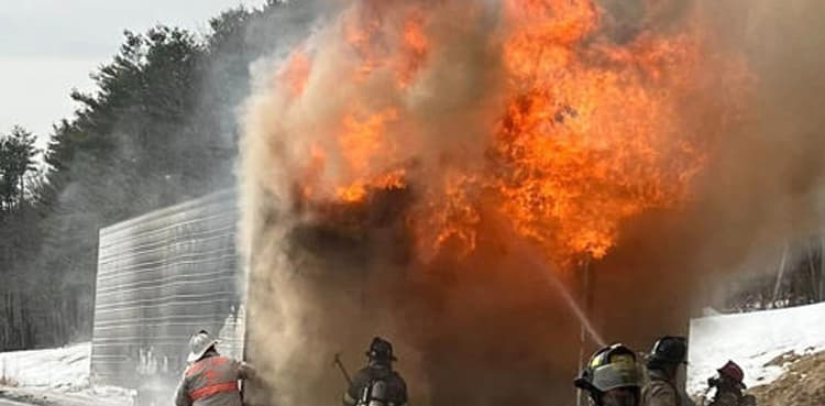 Many potatoes lost as truck of curly fries catches fire