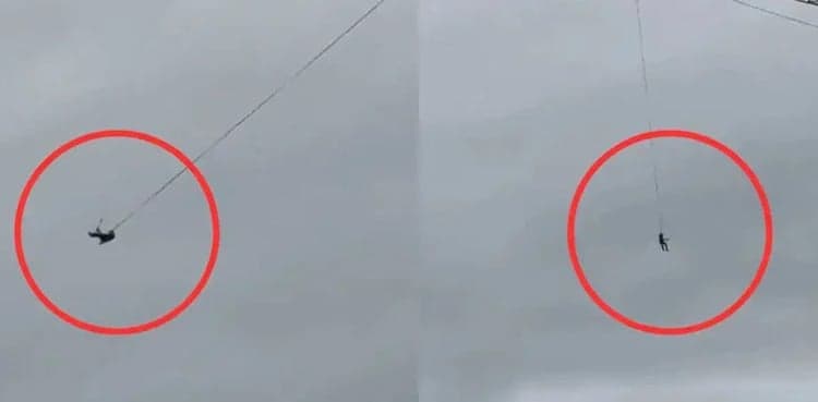 WATCH: Man swinging from crane goes viral