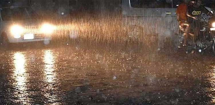 Rainwater accumulates on most of roads in Karachi after heavy showers