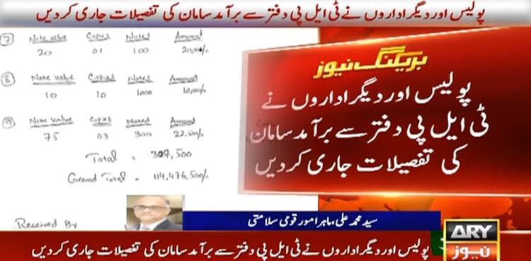 Police seize gold, cash, Indian currency from TLP office raid