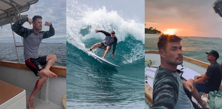 Chris Hemsworth suffers leg injury during family surfing trip in Fiji