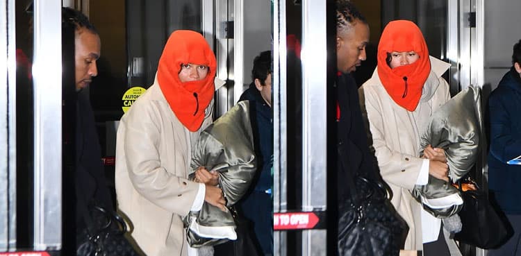 Zendaya goes incognito in neon Balaclava while arriving at JFK