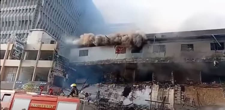 Gul Plaza fire leaves adjacent Rimpa Plaza at risk as pillars collapse, cracks appears