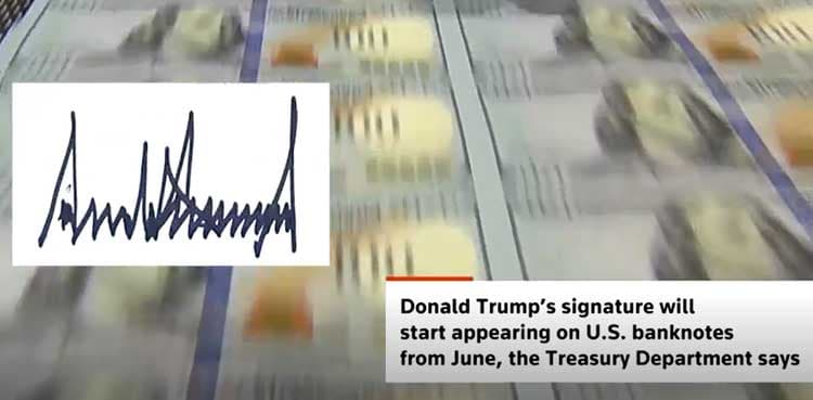 Trump signature to appear on US Dollar
