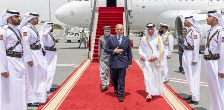 PM Shehbaz Sharif arrives in Qatar