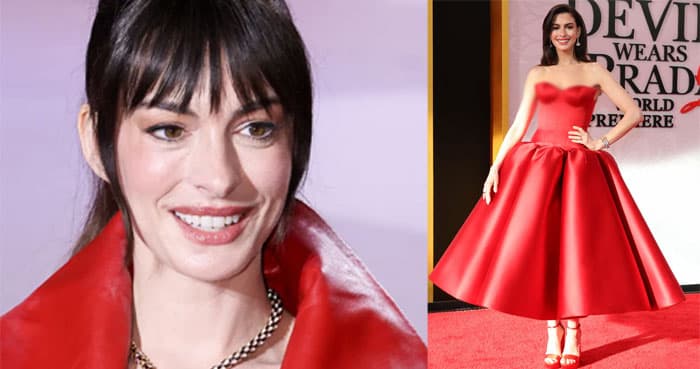 ‘The Devil Wears Prada 2’ premiere: Anne Hathaway stuns in custom Louis Vuitton