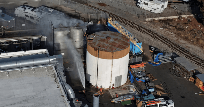 'Potential crack' in California chemical tank may prevent explosion, fire official says