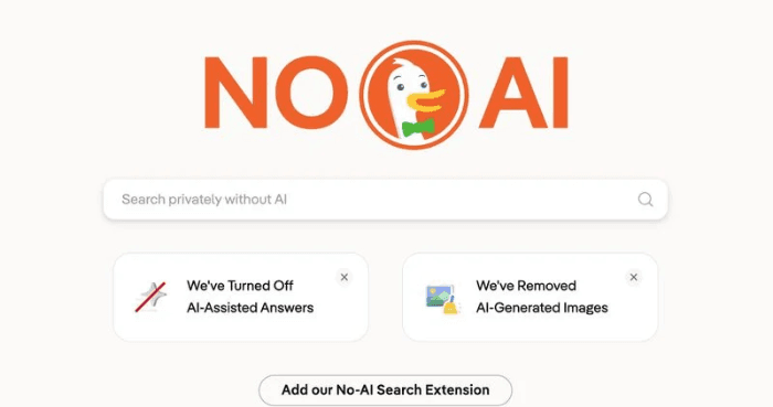 DuckDuckGo sees massive traffic surge for 'No AI' search option