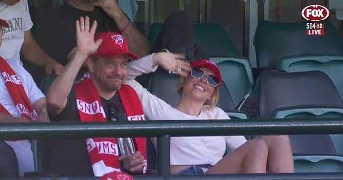Sydney Sweeney enjoys Sydney Swans AFL game with her father