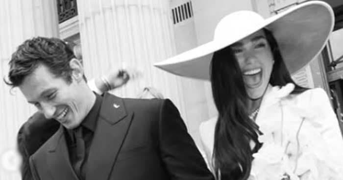 Dua Lipa’s Sicily couture wedding dress dazzles with 480,000 beads and 25,000 feathers