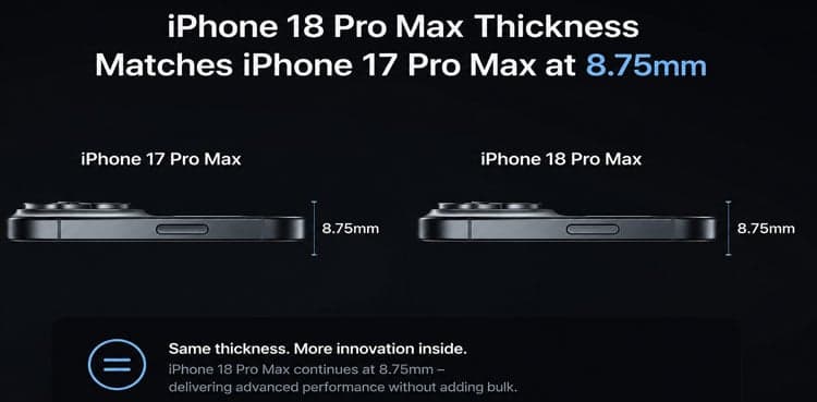 iPhone 18 Pro Max Thickness Matches iPhone 17 Pro Max at 8.75mm