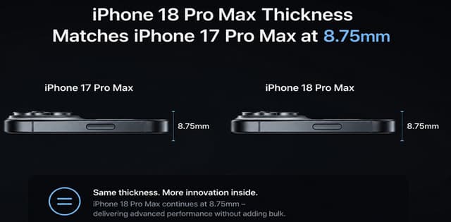 iPhone 18 Pro Max Thickness Matches iPhone 17 Pro Max at 8.75mm