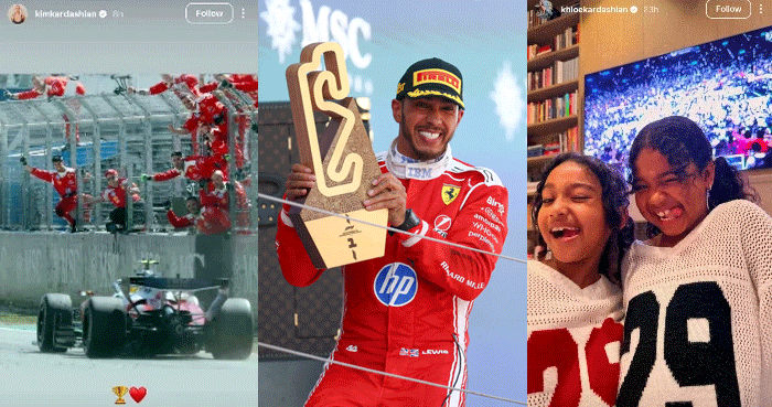 Kim Kardashian celebrates Lewis Hamilton’s huge F1 victory with daughter Chicago