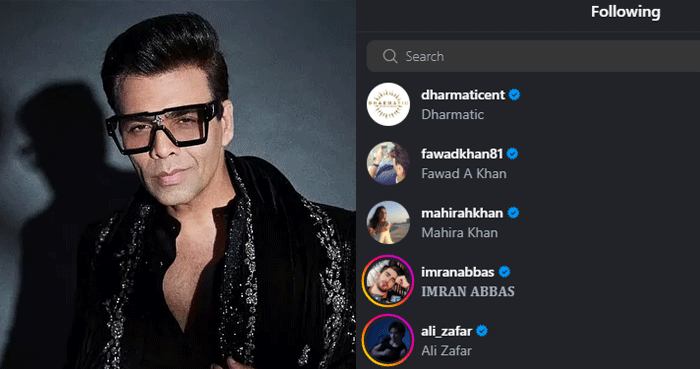 Karan Johar keeps Pakistani stars despite unfollowing Bollywood celebs on Instagram