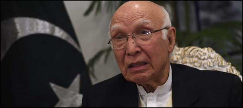 Aziz briefs P5 mission heads on Indian aggression across borders