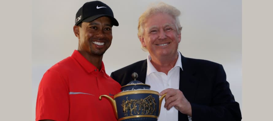 Trump, taking a break from White House prep, tees off with Tiger Woods