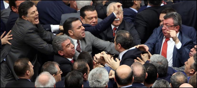 Fists fly as Turkey moves to bolster Erdogan powers