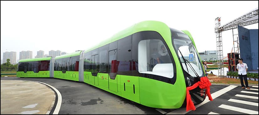 China unveils track-less train that runs on virtual railways