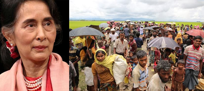 Myanmar's Suu Kyi denounces terrorists, silent on Rohingya exodus