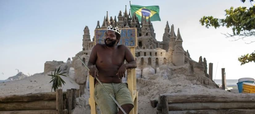 On a Rio beach, a man's home is his castle