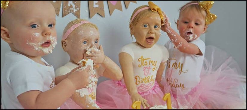 Mother creates unbelievable life-sized birthday cake for twin daughters