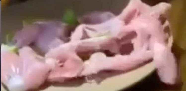 Raw chicken breast horrifies people as it crawls off table, video goes viral