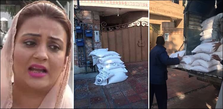 Truck loaded with flour sacks sent to Uzma Bukhari's house