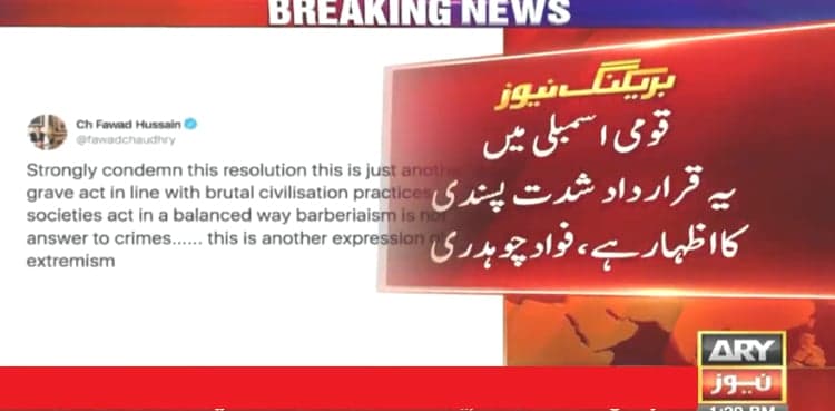 Fawad Chaudhry condemns NA resolution seeking public hanging of child rapists