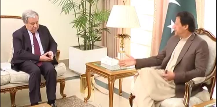 In meeting with UN chief, PM highlights possibility of false flag operation by India, brutalities in Kashmir