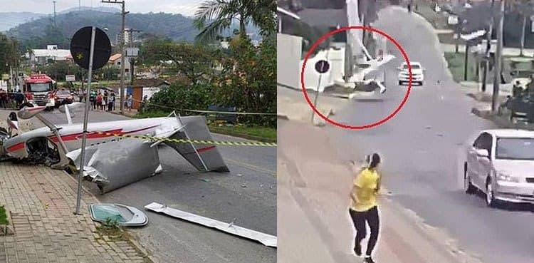 WATCH: Small plane crashes in Brazil narrowly missing cars and a pedestrian