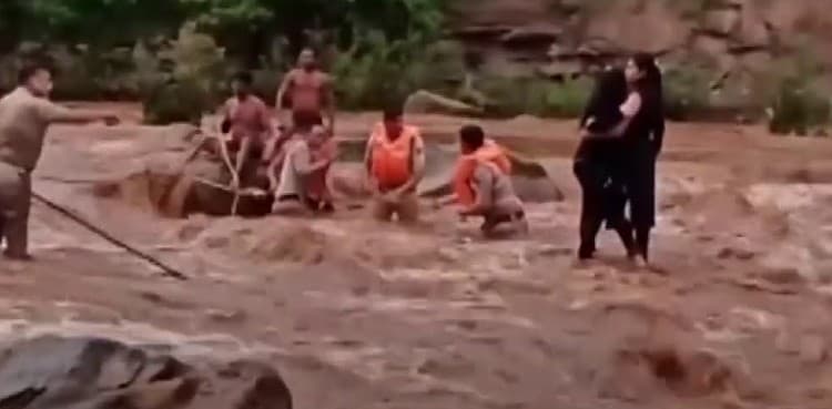 WATCH: Two women get trapped in river while taking selfie