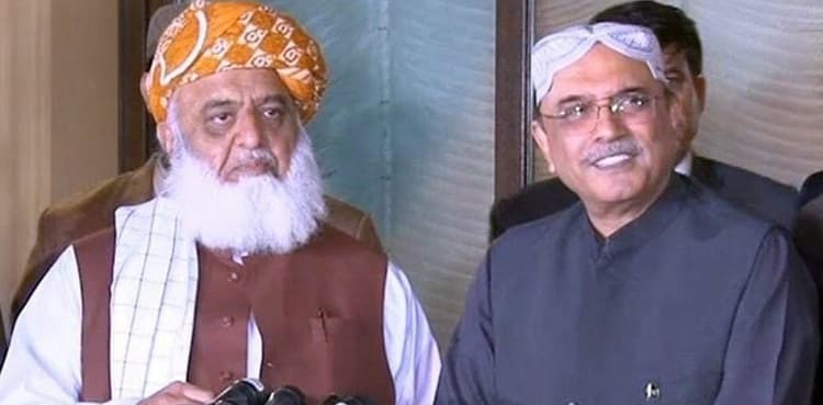 Asif Zardari, Fazlur Rehman vow to deal with PTI long march