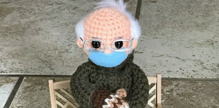 Crocheted doll of Bernie Sanders meme raises $40,000 for charity
