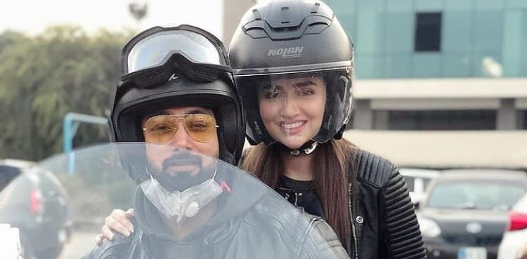 Sana Javed turns bike rider for husband Umair Jaswal