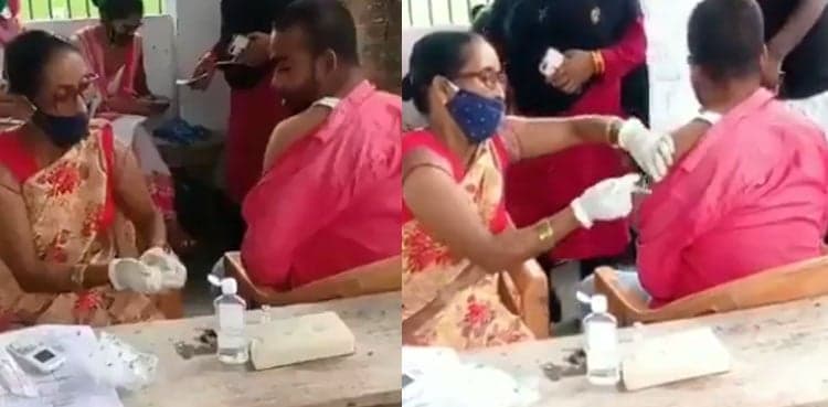 Nurse vaccinates man with empty syringe in India, video goes viral