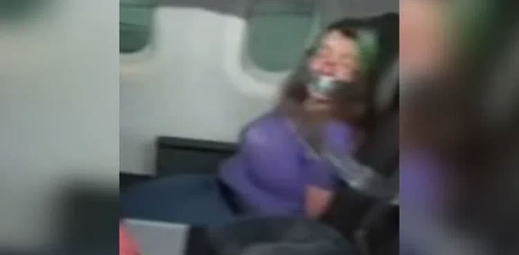 Woman duct-taped to seat after she tried to open plane door mid-flight