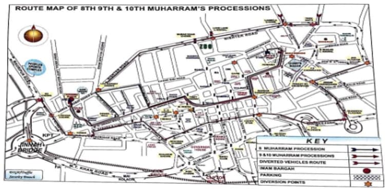 Karachi: Police issues traffic plan for 08, 09 and 10 Muharram