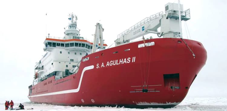 Ship locating famous vessel stuck in ice at same spot